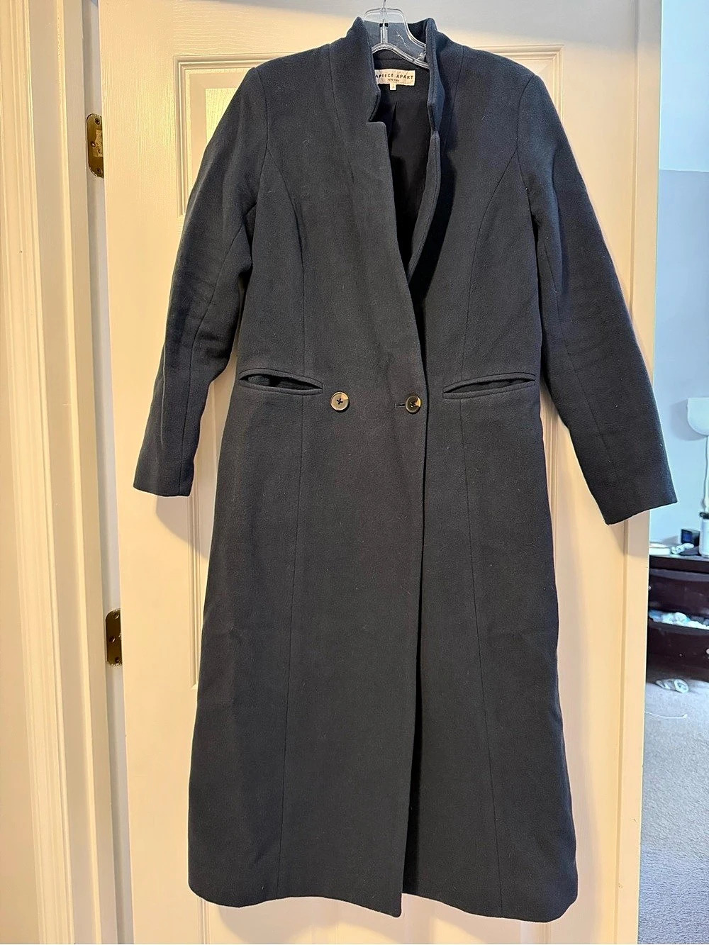 A Piece Apart Long Wool-Style Coat in Black Size 2 Like New
